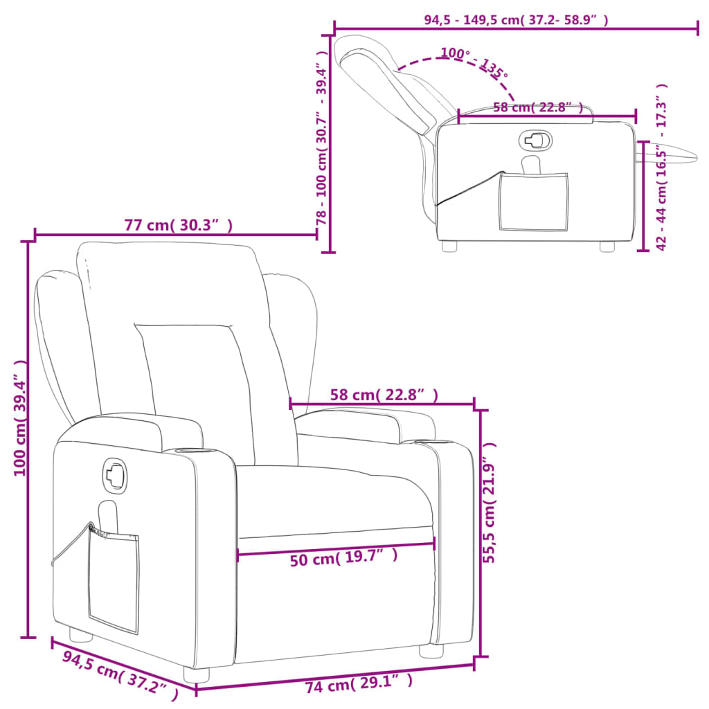 vidaXL Massagesessel Taupe Stoff