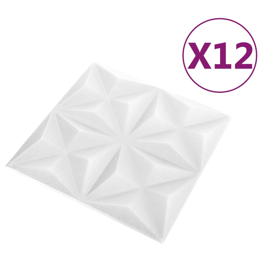 vidaXL 3D-Wandpaneele 12 Stk. 50x50 cm Origami Weiß 3 m²