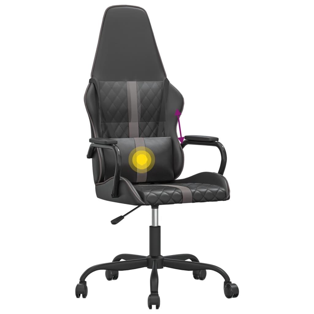 vidaXL Gaming-Stuhl mit Massagefunktion Grau und Schwarz Kunstleder