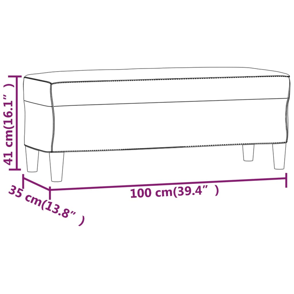 vidaXL Sitzbank Weinrot 100x35x41 cm Samt