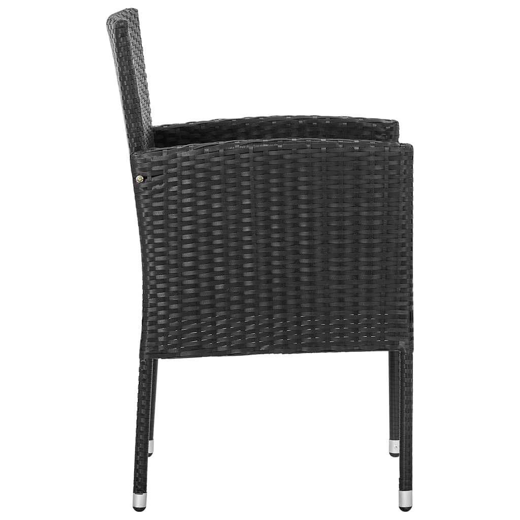 vidaXL 3-tlg. Garten-Essgruppe Schwarz Poly Rattan und Stahl