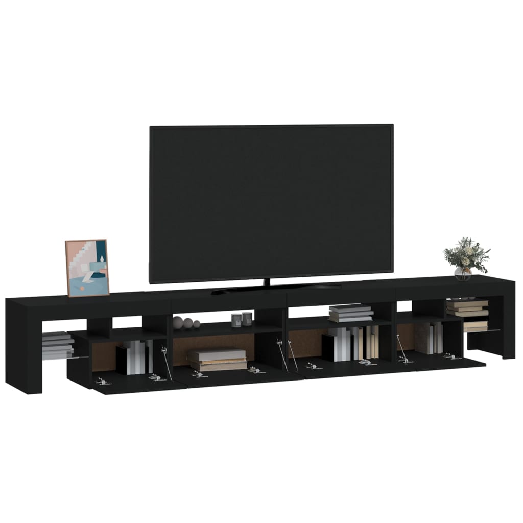 vidaXL TV-Schrank mit LED-Leuchten Schwarz 260x36,5x40 cm