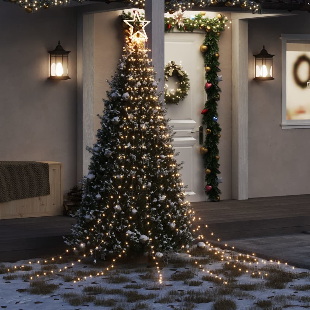 vidaXL Weihnachtsbaum-Beleuchtung 320 LEDs Warmweiß 375 cm