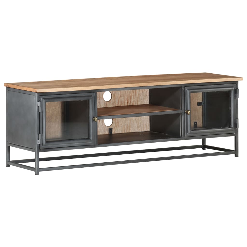 vidaXL TV-Schrank Grau 120x30x40 cm Massivholz Akazie und Stahl