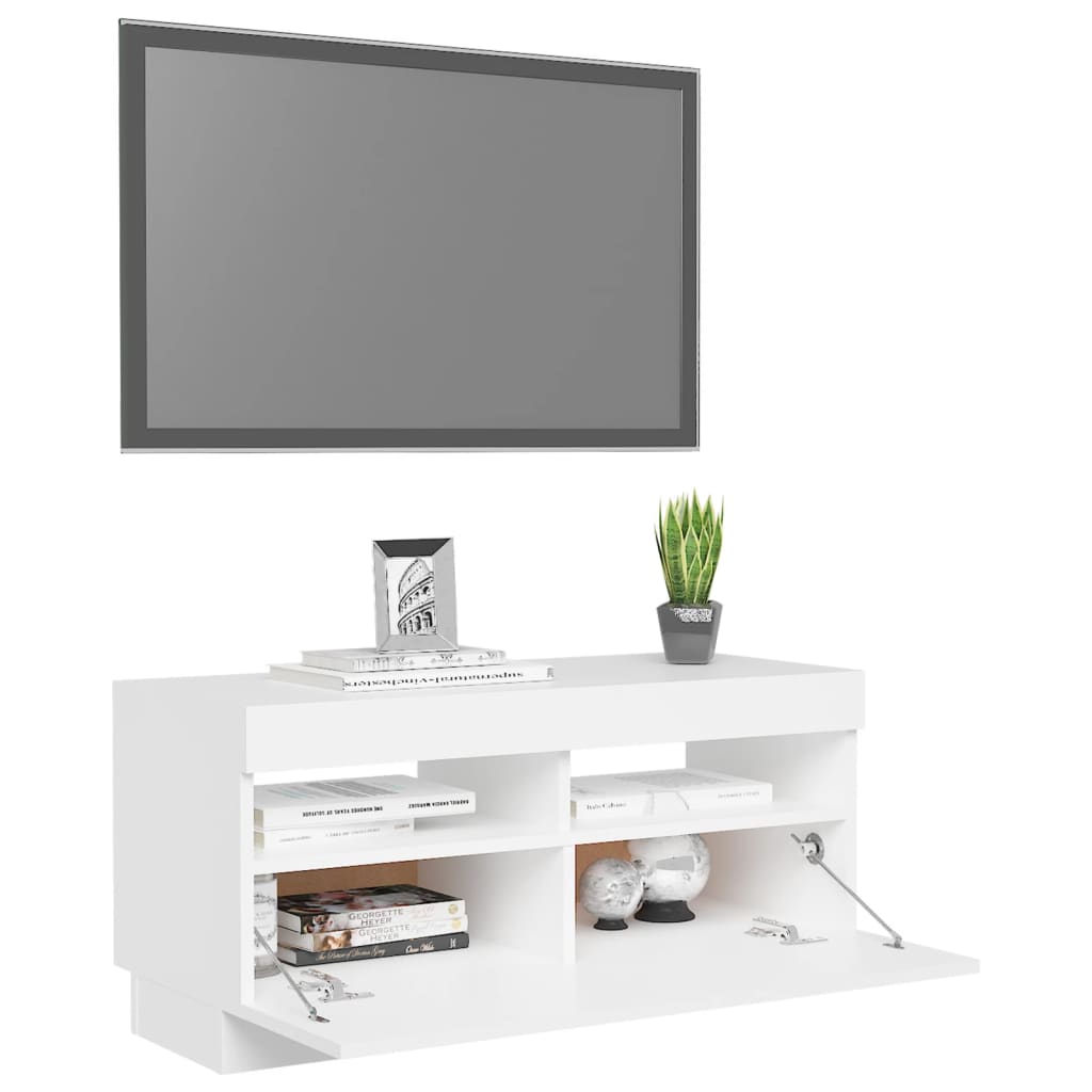 vidaXL TV-Schrank mit LED-Leuchten Weiß 80x35x40 cm