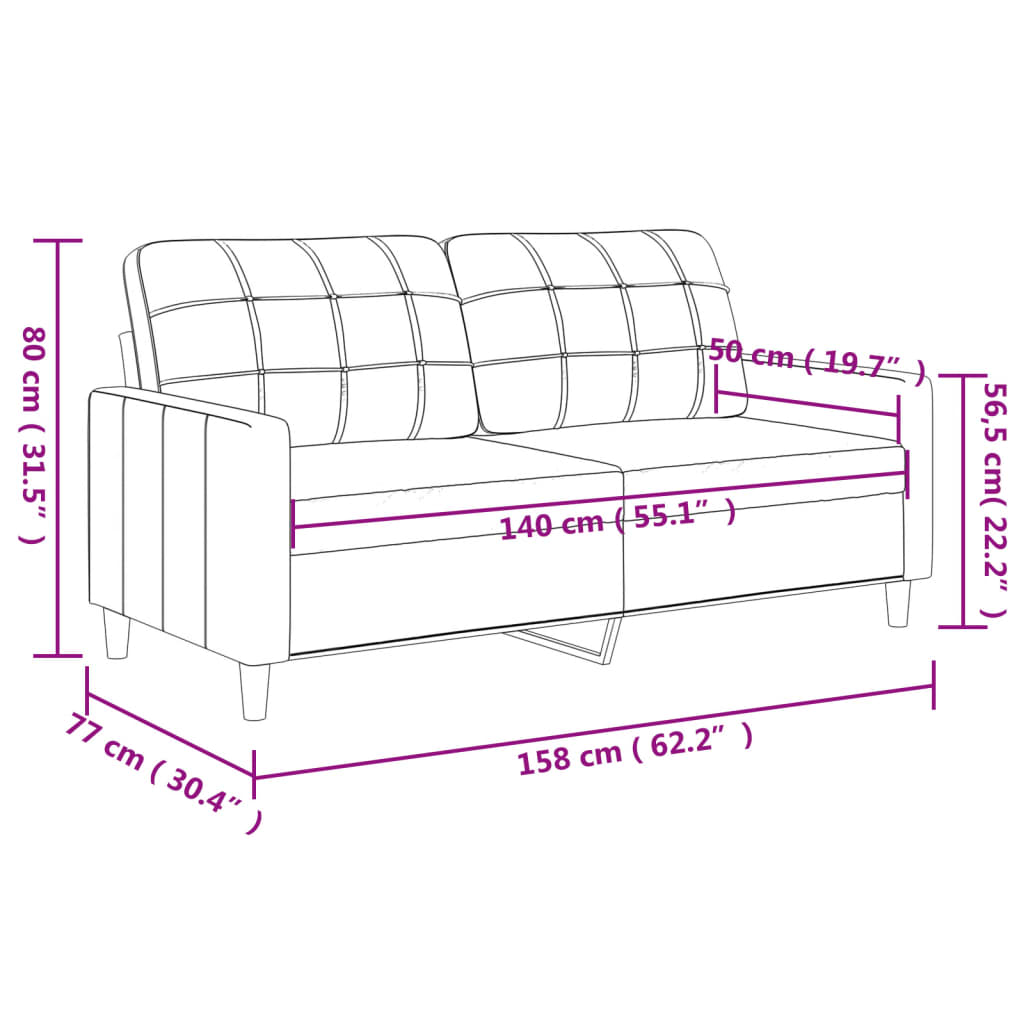 vidaXL 2-Sitzer-Sofa Taupe 140 cm Stoff