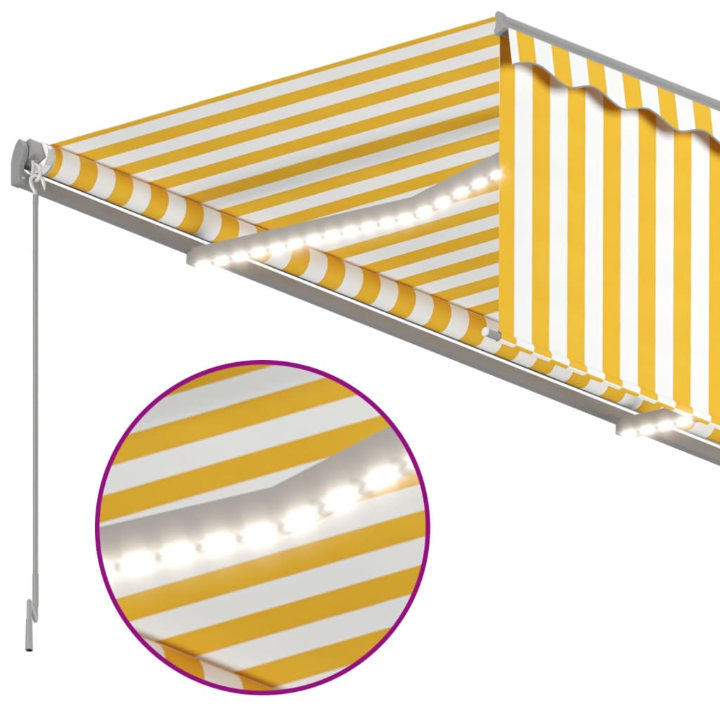 vidaXL Markise Manuell Einziehbar mit Rollo LED 4x3 m Gelb Weiß
