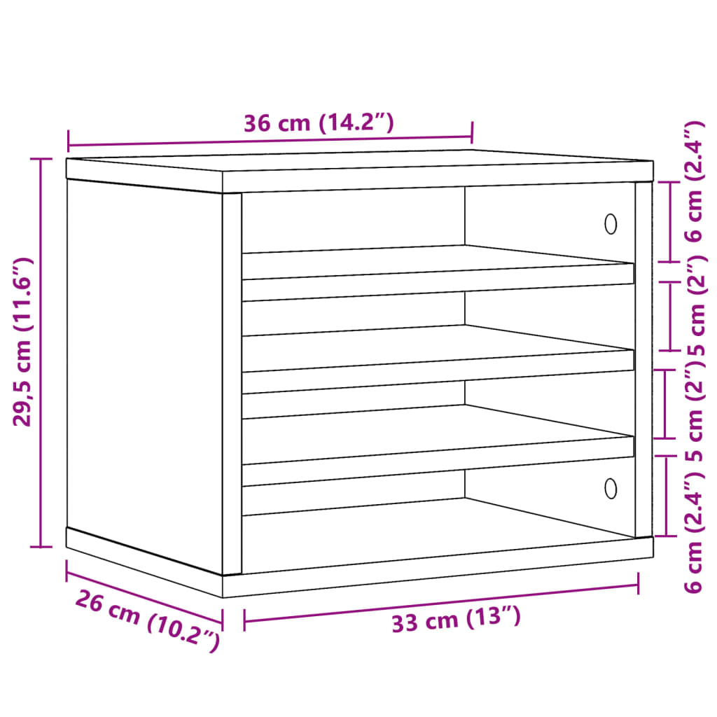 vidaXL Schreibtisch-Organizer Schwarz 36x26x29,5 cm Holzwerkstoff