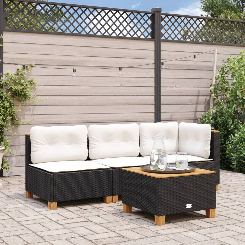 vidaXL Gartentisch Grau 55x55x36 cm Poly Rattan Akazienholz