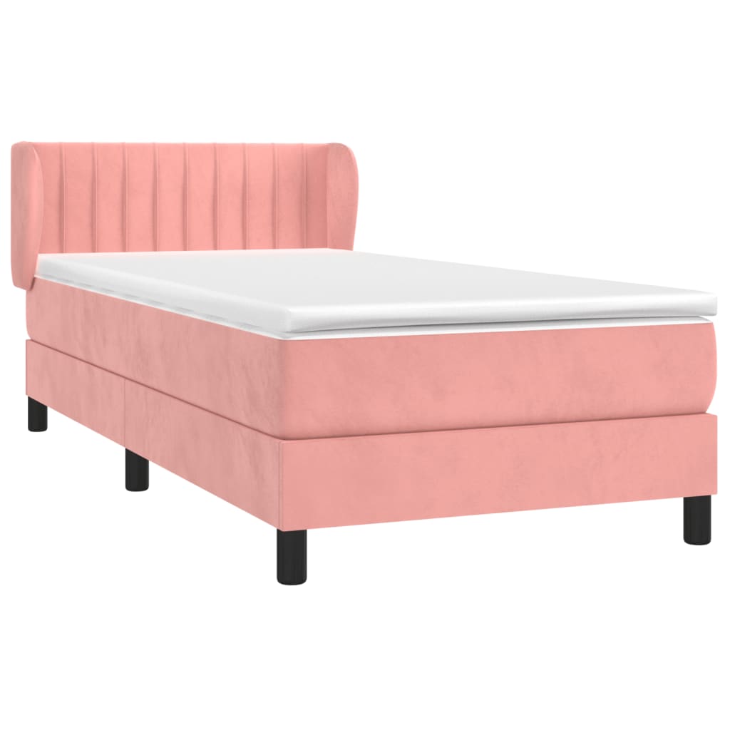 vidaXL Boxspringbett mit Matratze Rosa 100x200 cm Samt