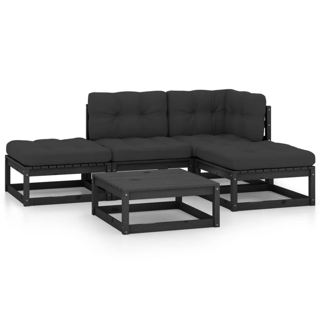 vidaXL 5-tlg. Garten-Lounge-Set mit Kissen Massivholz Kiefer