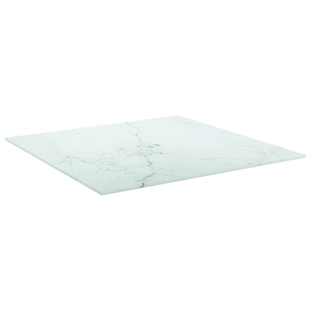 vidaXL Tischplatte Weiß 60x60 cm 6 mm Hartglas in Marmoroptik