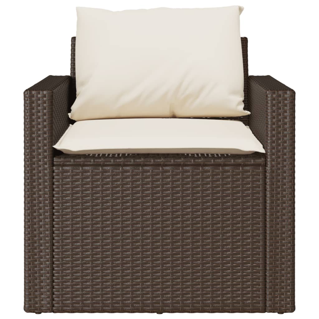 vidaXL 4-tlg. Garten-Sofagarnitur mit Kissen Braun Poly Rattan