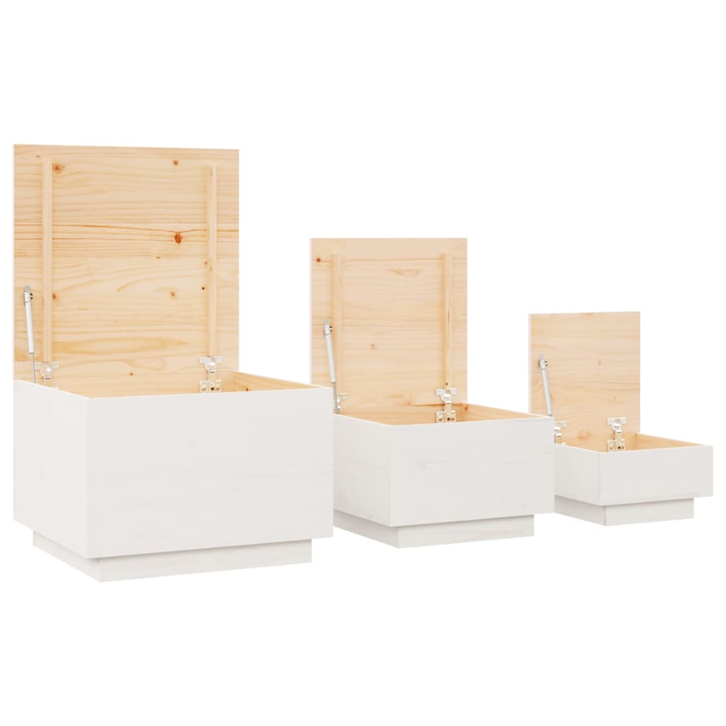 vidaXL Aufbewahrungsboxen mit Deckeln 3 Stk. Weiß Massivholz Kiefer