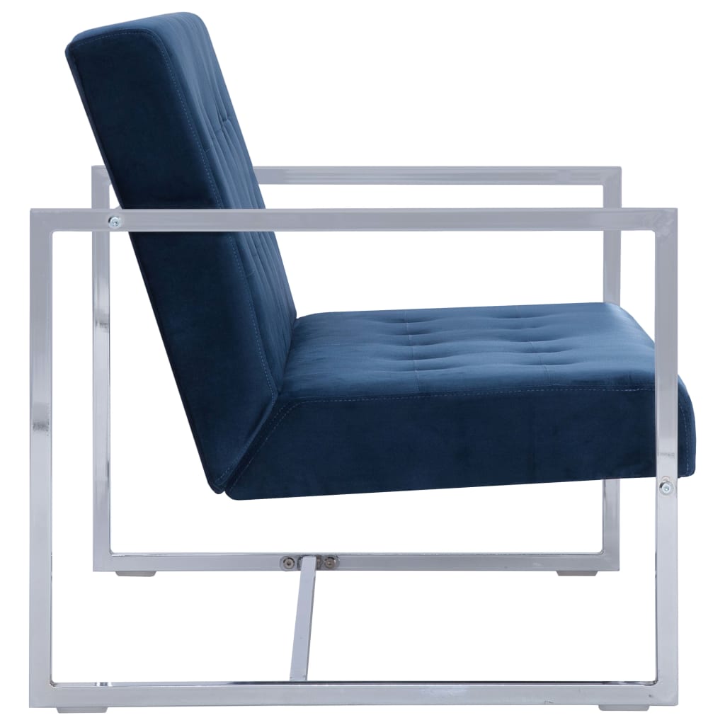 vidaXL 2-Sitzer-Sofa mit Armlehnen Blau Chrom und Samt