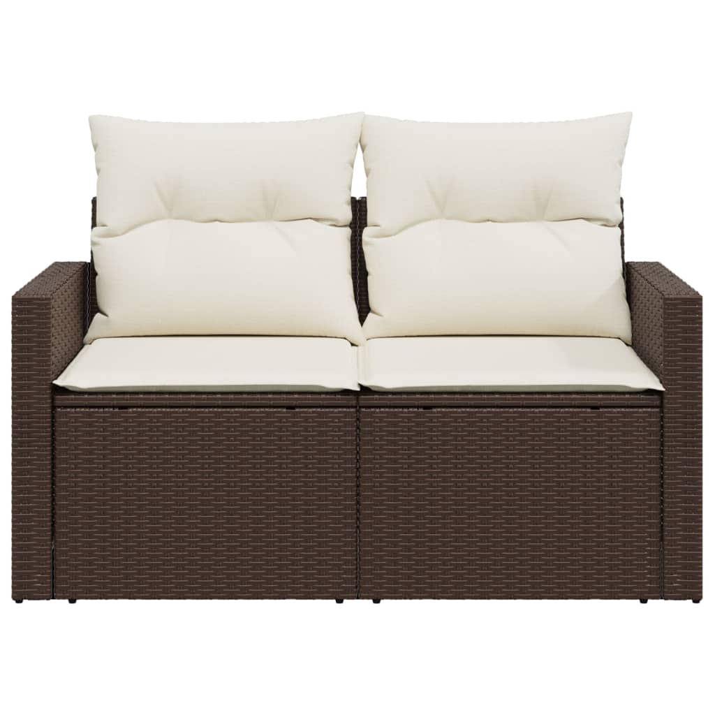 vidaXL Gartensofa mit Kissen 2-Sitzer Braun Poly Rattan