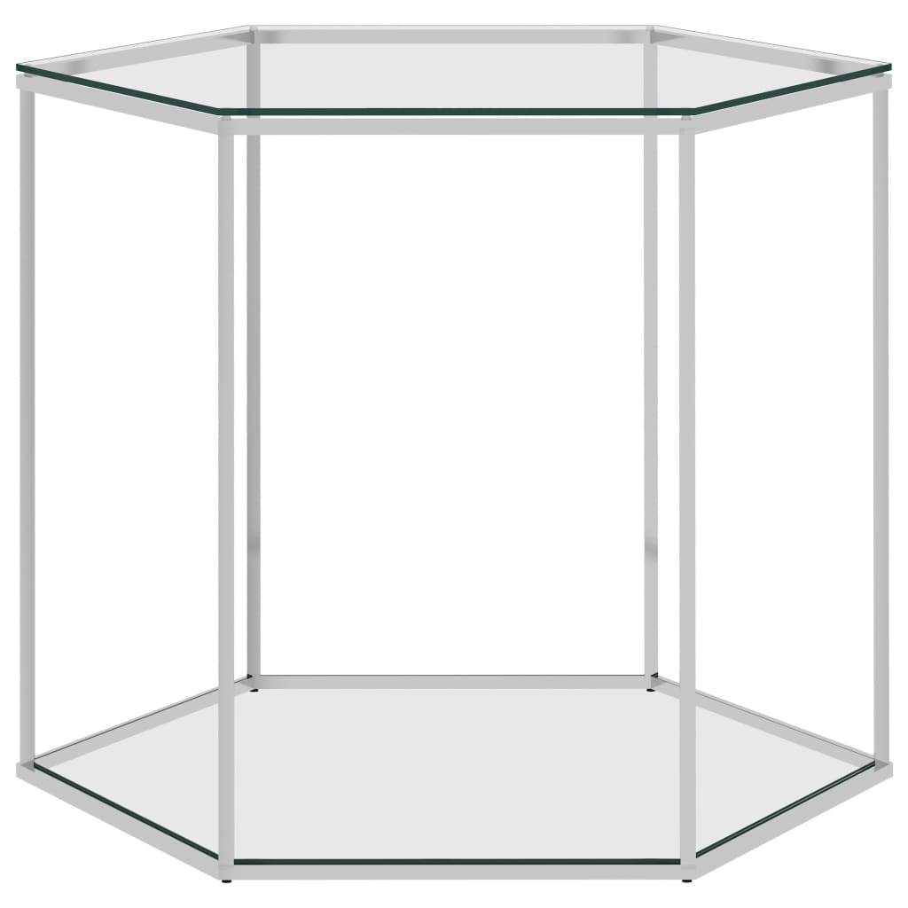 vidaXL Couchtisch Silbern 60x53x50 cm Edelstahl und Glas