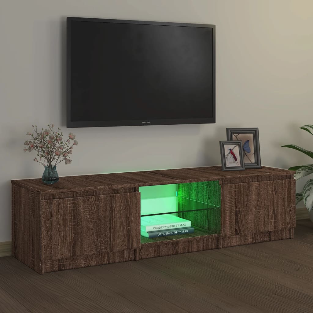 vidaXL TV-Schrank mit LED-Leuchten Braun Eichen-Optik 140x40x35,5 cm