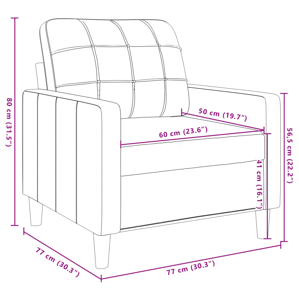 vidaXL Sessel Dunkelgrau 60 cm Samt