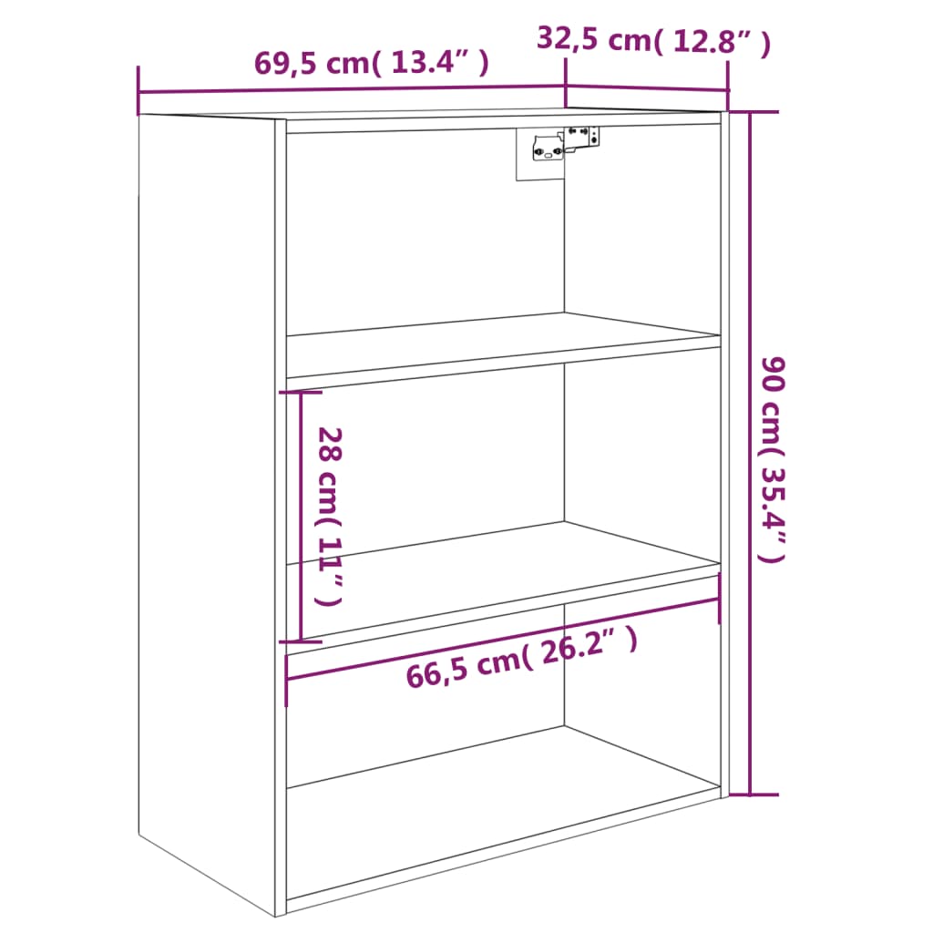 vidaXL Hängeschrank Weiß 69,5x32,5x90 cm