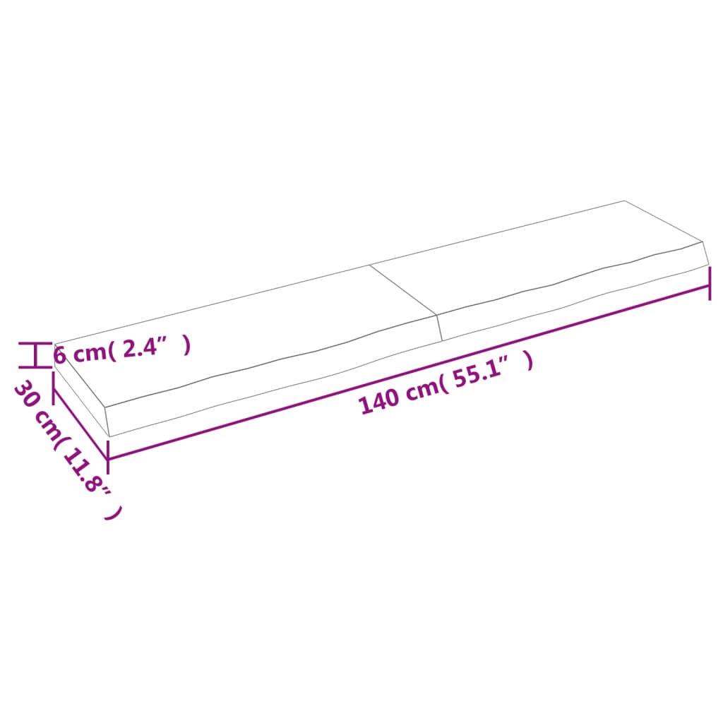 vidaXL Waschtischplatte Dunkelbraun 140x30x(2-6)cm Massivholz