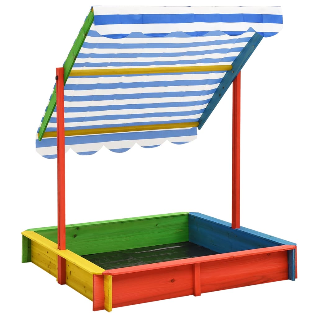 vidaXL Sandkasten mit Verstellbarem Dach Tannenholz Mehrfarbig UV50