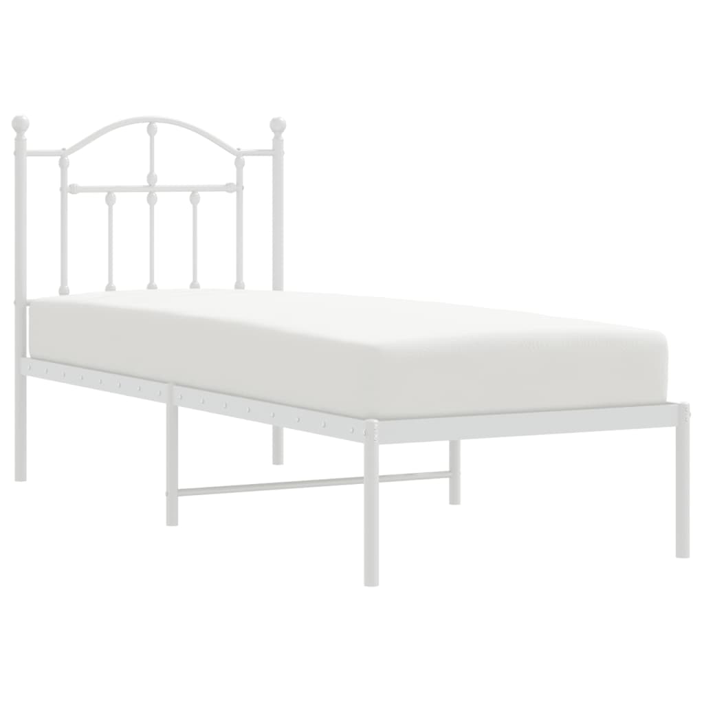 vidaXL Metallbett ohne Matratze mit Kopfteil Weiß 75x190 cm