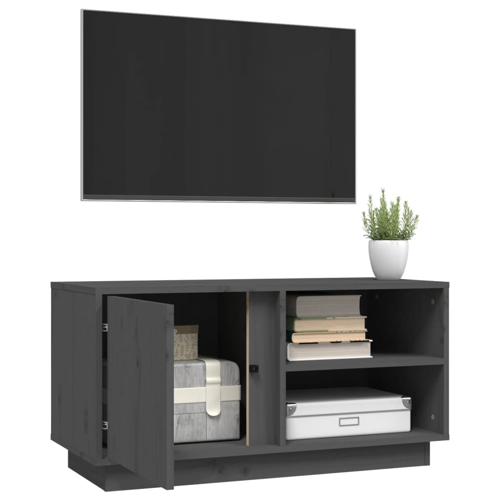 vidaXL TV-Schrank Grau 80x35x40,5 cm Massivholz Kiefer