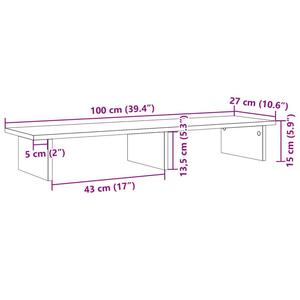 vidaXL Monitorständer Braun Eichen-Optik 100x27x15 cm Holzwerkstoff