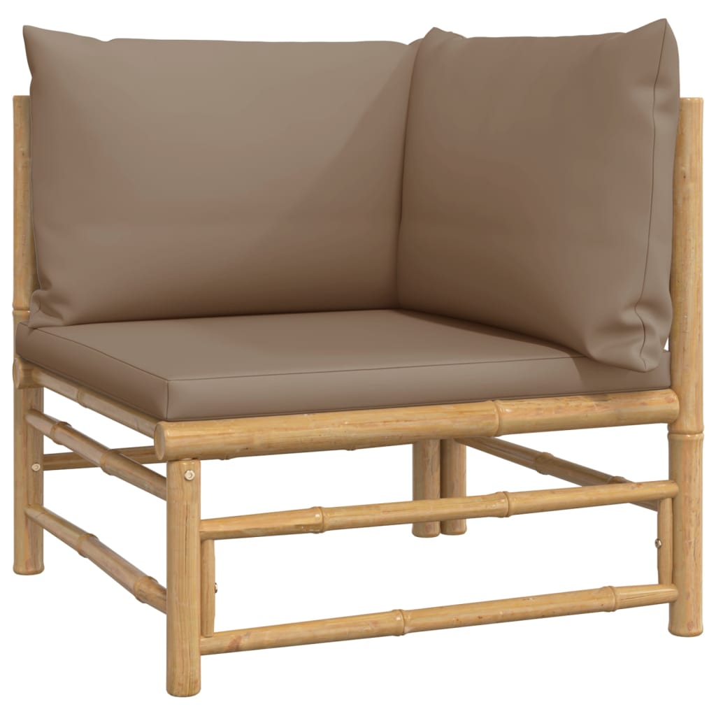 vidaXL 11-tlg. Garten-Lounge-Set mit Kissen Taupe Bambus