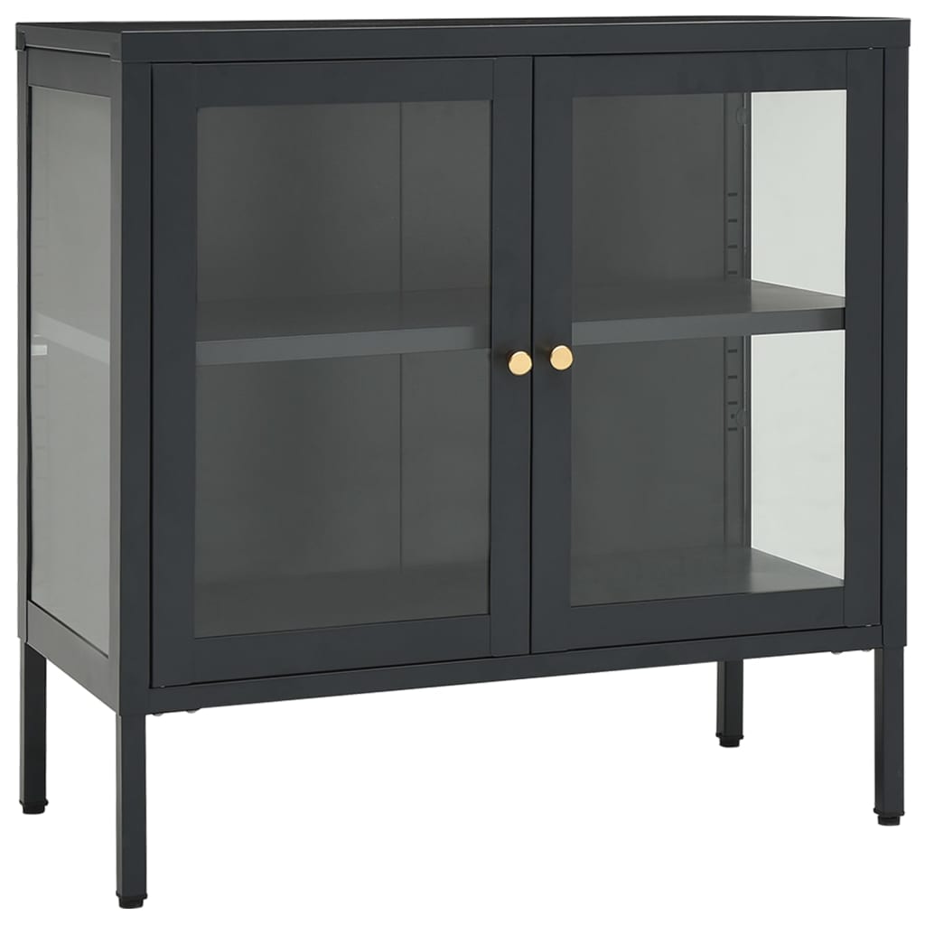 vidaXL Sideboard Anthrazit 70x35x70 cm Stahl und Glas