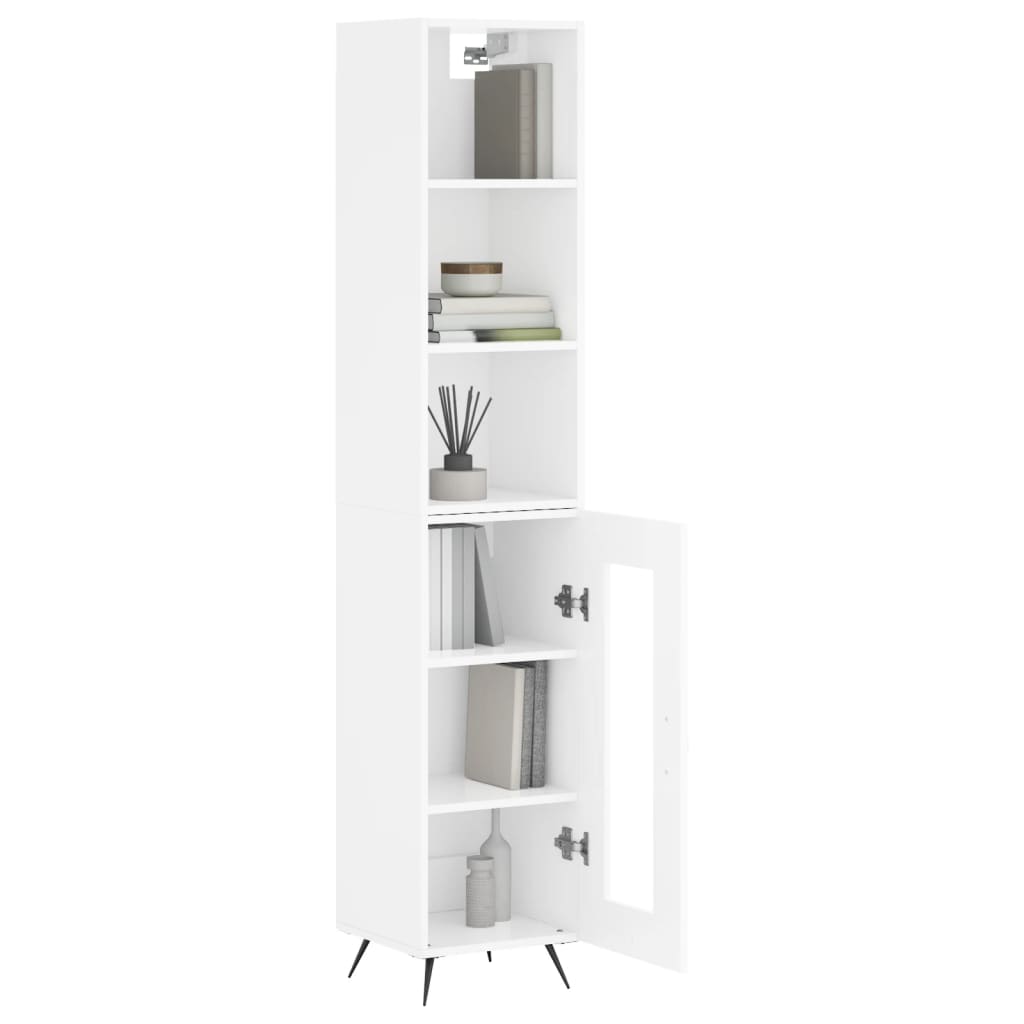 vidaXL Highboard Hochglanz-Weiß 34,5x34x180 cm Holzwerkstoff