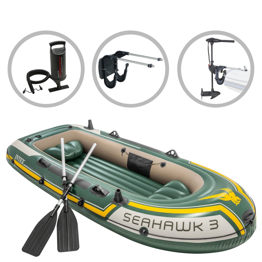 Intex Schlauchboot-Set Seahawk 3 mit Trolling-Motor und Halterung