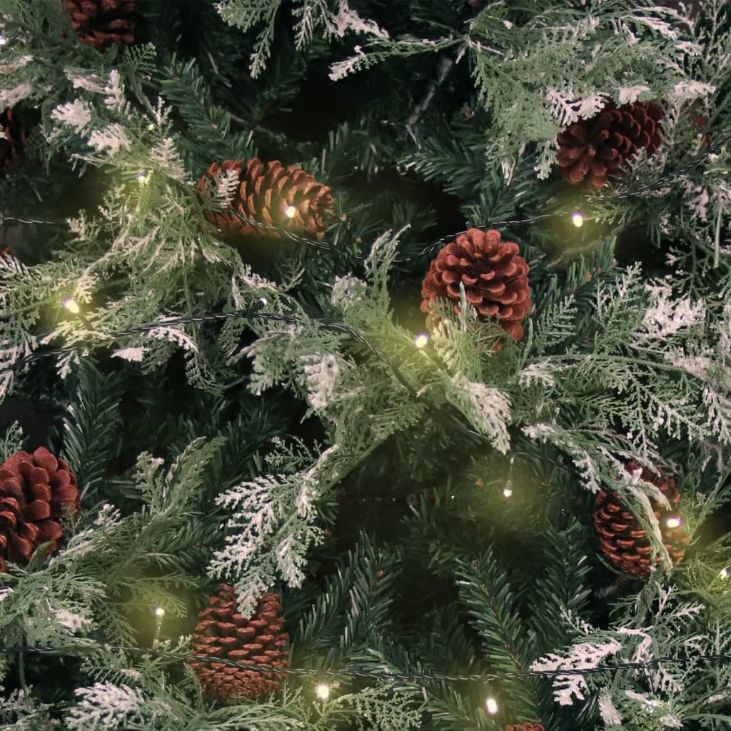 vidaXL Weihnachtsbaum mit Beleuchtung und Kiefernzapfen 120 cm PVC&PE