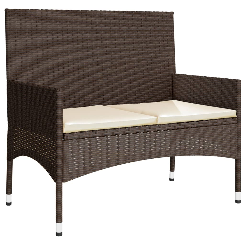 vidaXL 4-tlg. Garten-Lounge-Set mit Kissen Braun Poly Rattan