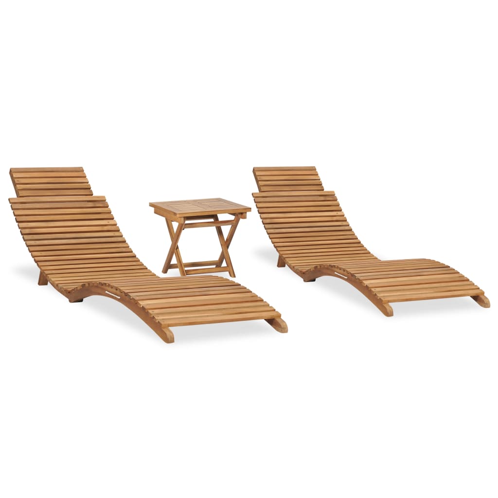 vidaXL 3-tlg. Garten-Lounge-Set Klappbar Massivholz Teak