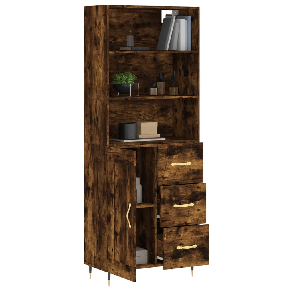 vidaXL Highboard Räuchereiche 69,5x34x180 cm Holzwerkstoff