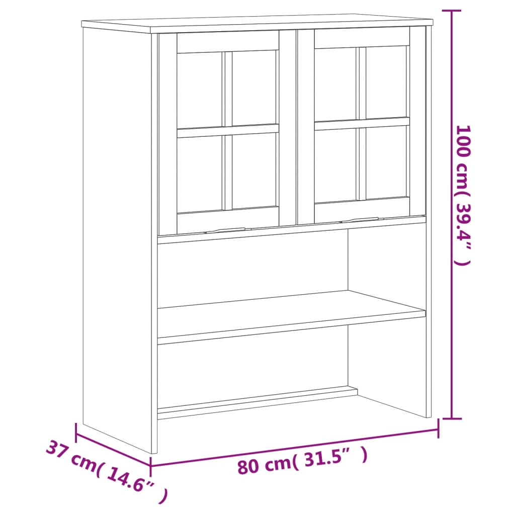 vidaXL Highboard mit Glastüren FLAM 80x40x180 cm Massivholz Kiefer