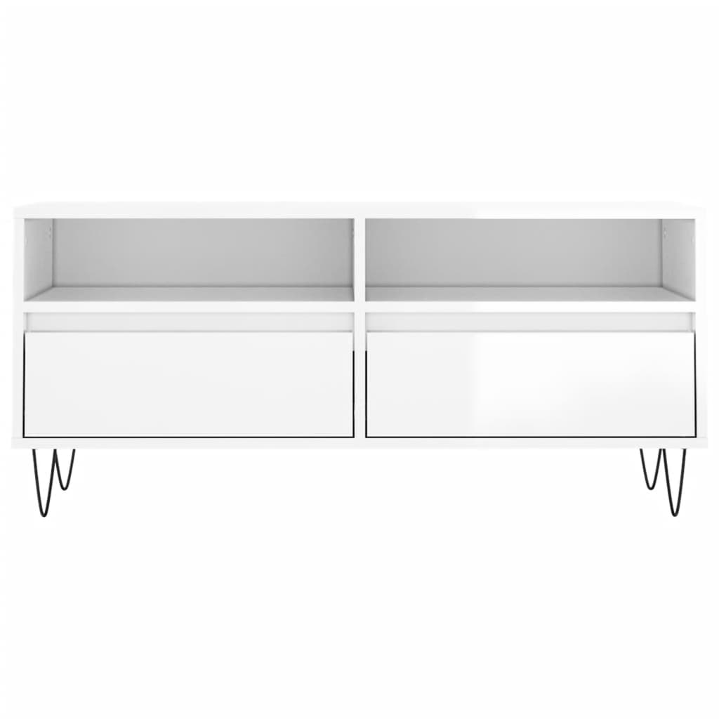 vidaXL TV-Schrank Hochglanz-Weiß 100x34,5x44,5 cm Holzwerkstoff