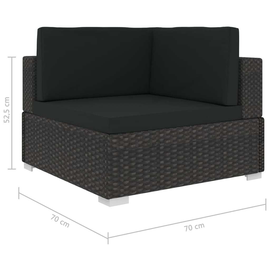 vidaXL Modular-Sofa-Eckteil 1 Stk. + Auflagen Poly Rattan Schwarz