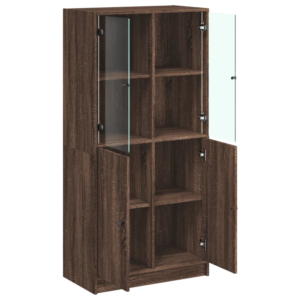 vidaXL Highboard mit Türen Braun Eiche-Optik 68x37x142cm Holzwerkstoff