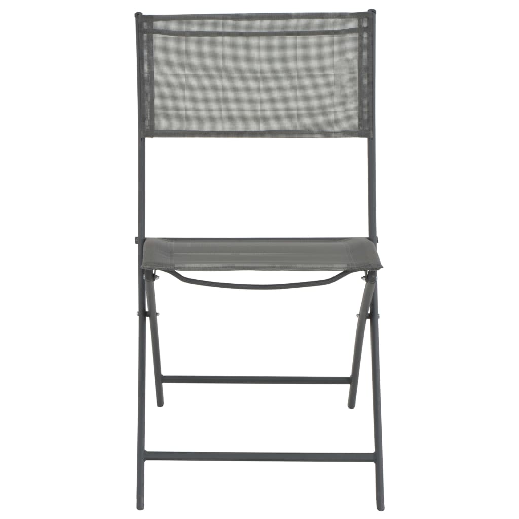 vidaXL Klappbare Stühle für Außenbereich 4 Stk. Grau Stahl und Textilene