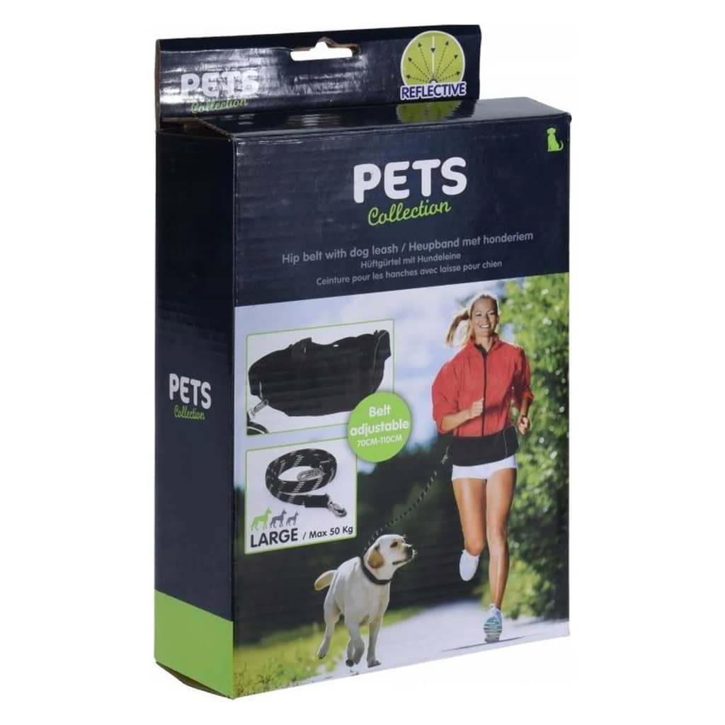 Pets Collection Hundeleine mit Hüftband Groß Schwarz