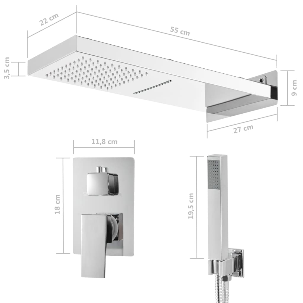 vidaXL Duschsystem Edelstahl 201 Silbern