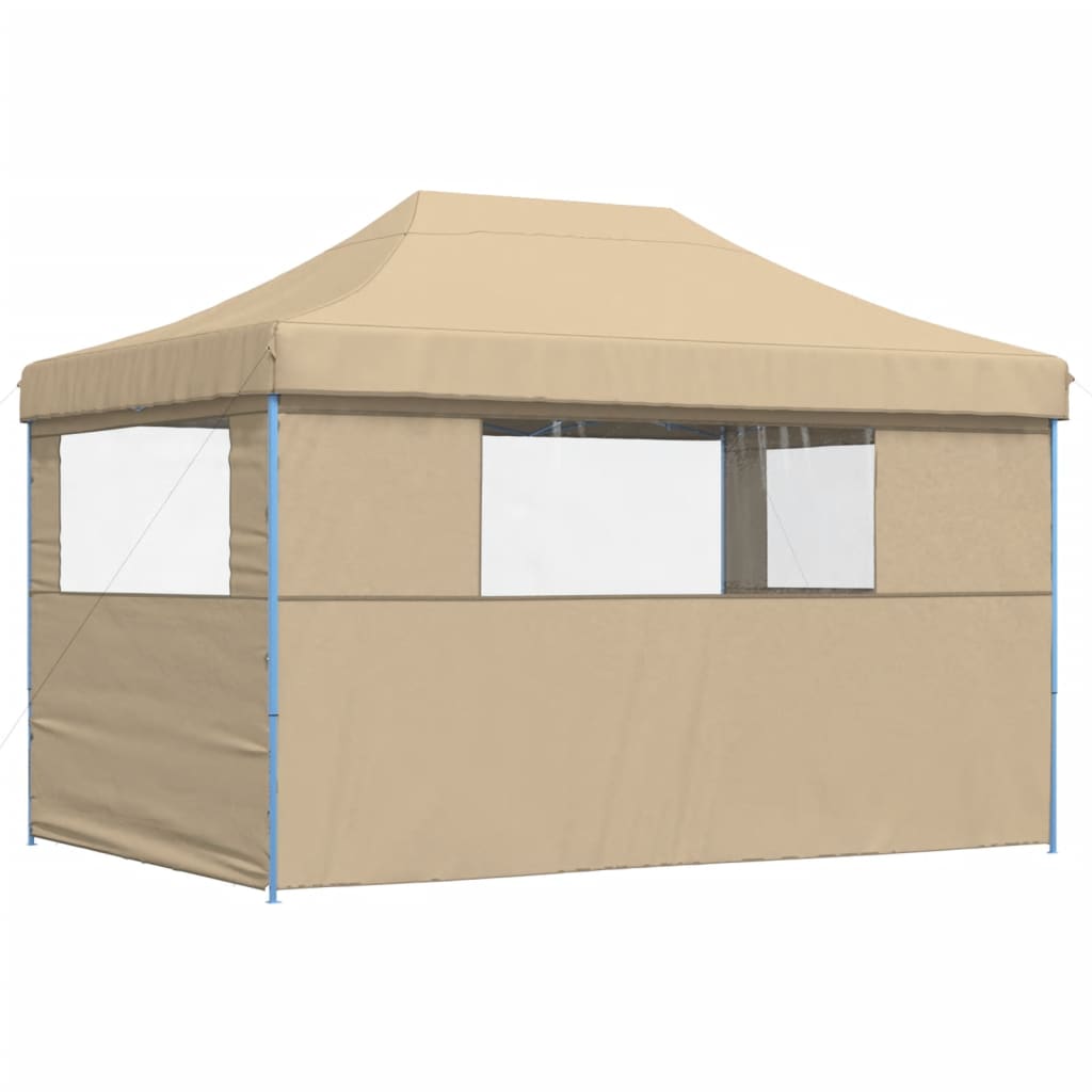 vidaXL Partyzelt Faltbar Pop-Up mit 3 Seitenteilen Beige