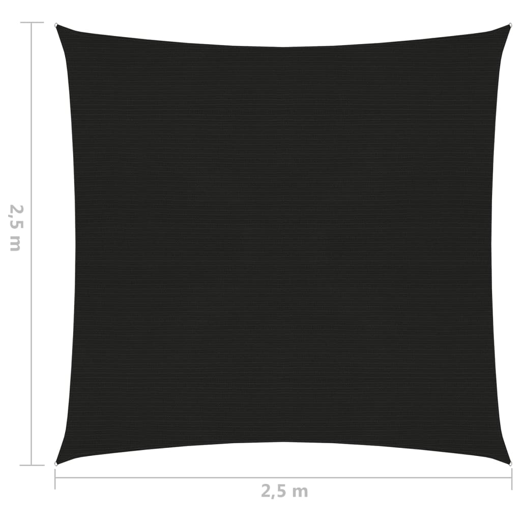vidaXL Sonnensegel 160 g/m² Schwarz 2,5x2,5 m HDPE