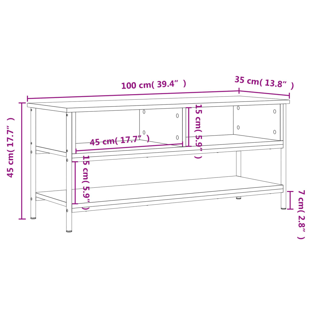 vidaXL TV-Schrank Sonoma-Eiche 100x35x45 cm Holzwerkstoff