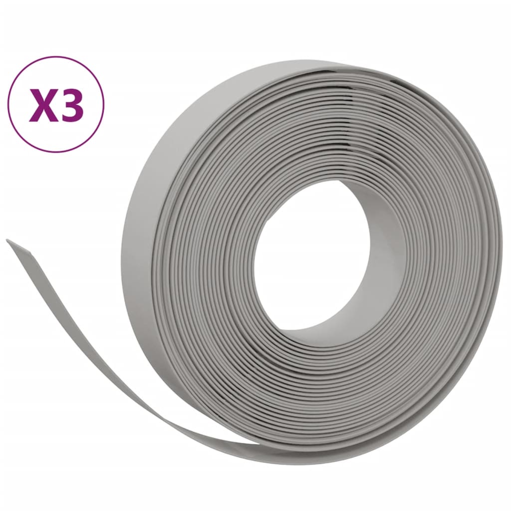 vidaXL Rasenkanten 3 Stk. Grau 10 m 10 cm Polyethylen