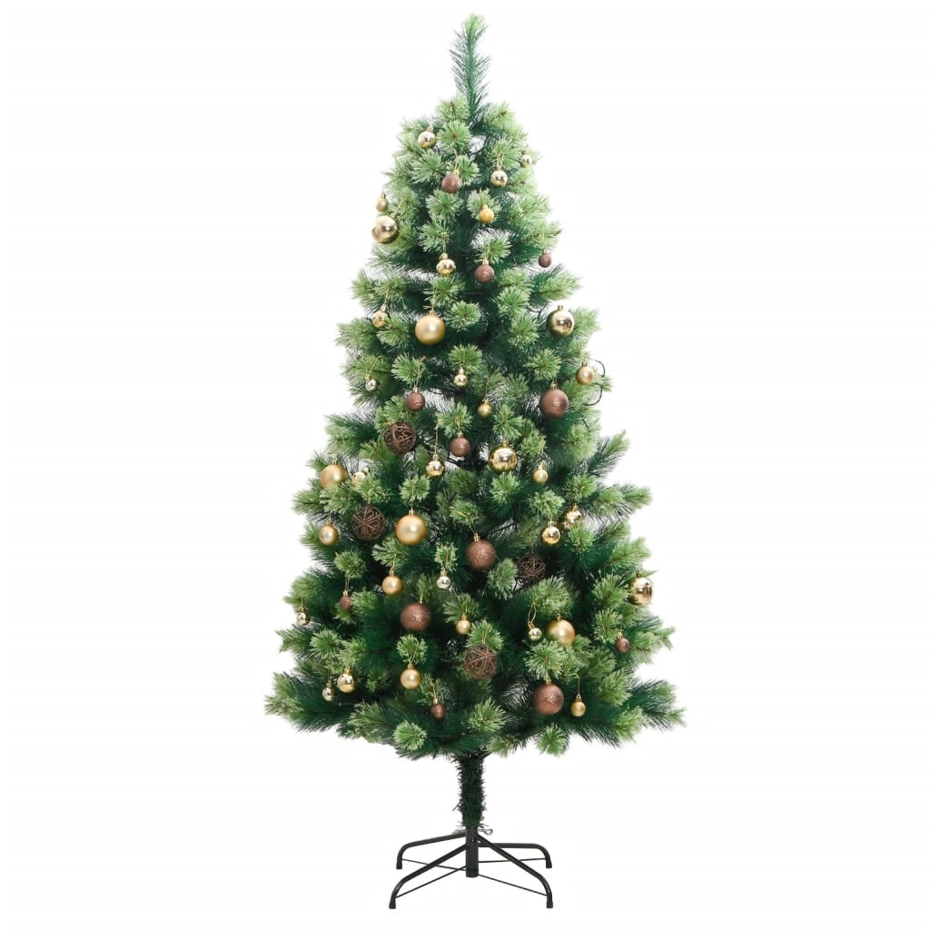 vidaXL Künstlicher Weihnachtsbaum Klappbar 300 LEDs & Kugeln 240 cm