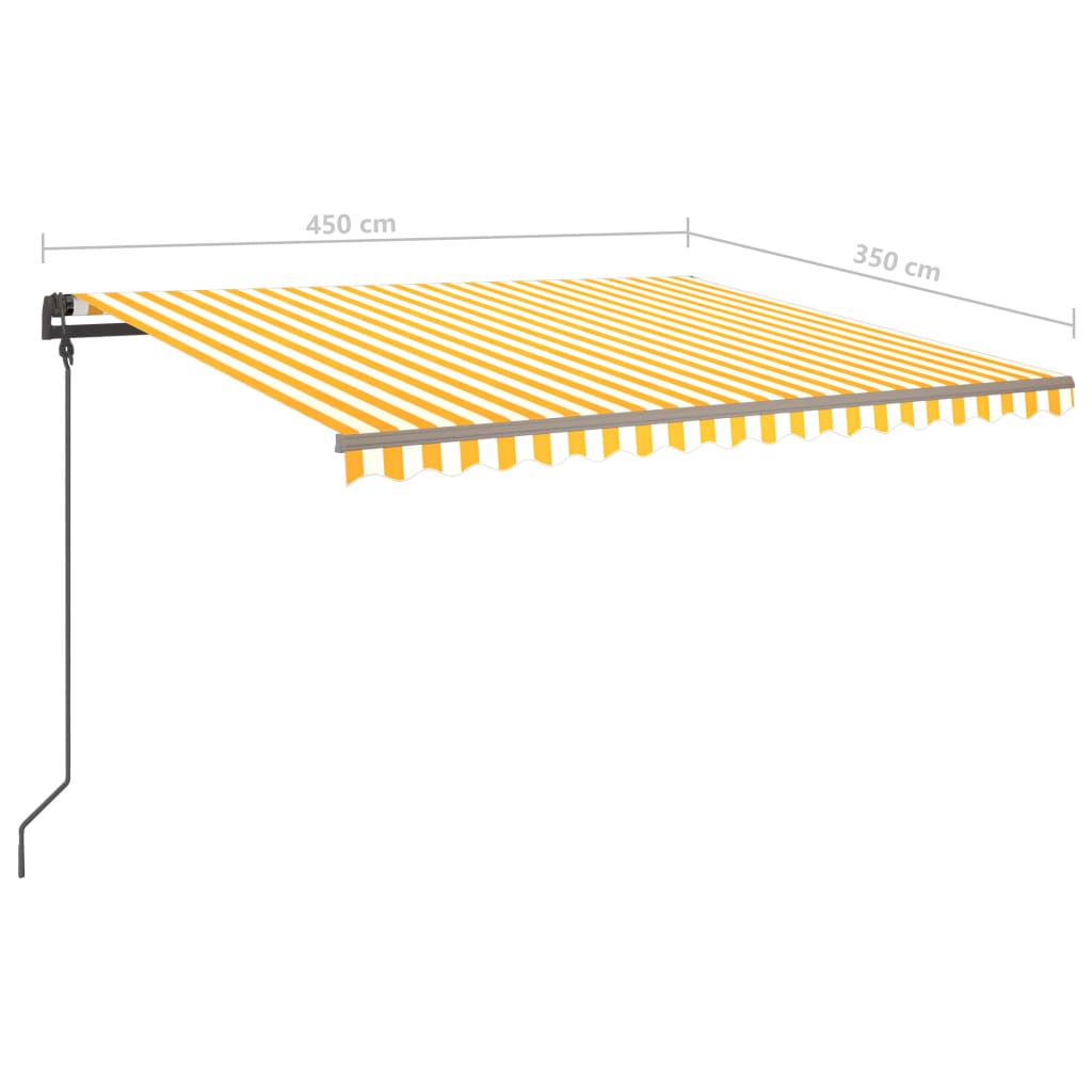 vidaXL Markise Manuell Einziehbar mit LED 4,5x3,5 m Gelb und Weiß